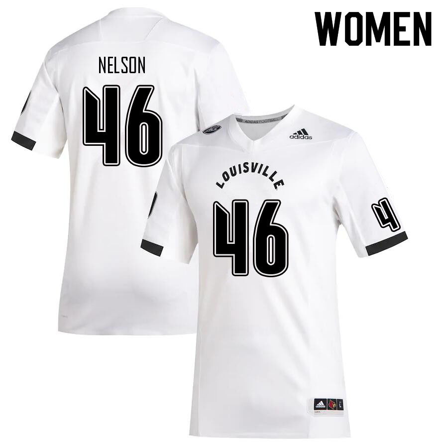 Women #46 Blake Nelson Louisville Cardinals College Football Jerseys Sale-White - Click Image to Close